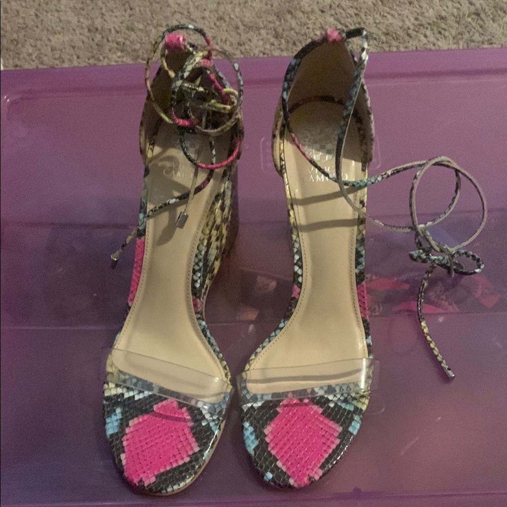 Vince Camuto Pink and Black Stiletto Heels
